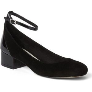 Black suede kitten block heel